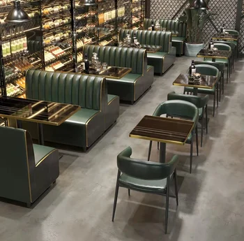 Комбинация винтажного барного стола и стула Прозрачный бар Стол для ресторана в индустриальном стиле Бистро Лаунж Диван-будка в кафе