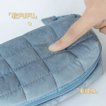 Японская подушка Сумка для карандашейКремовый цвет Большая емкость Молния Канцелярский пенал Сумка для хранения косметики