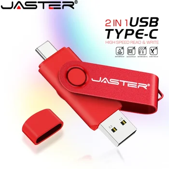 JASTER TYPE-C USB флэш-накопитель 128 ГБ Пластиковая карта памяти 64 ГБ Красный флеш-накопитель 32 ГБ Бизнес Подарочный U-диск 16 ГБ для компьютера 8 ГБ 4 ГБ