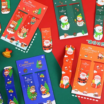 2 шт. Kawaii Рождественские магнитные закладки Симпатичные креативные магнитные маркеры страниц Зажимы Офисные канцелярские принадлежности для детских подарков