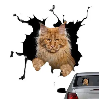 Cat Car Sticker 3D Cat Stickers Cat Car Cracking Sticker Водонепроницаемая крышка от царапин Автомобильная дверь Окно Цепляется за бампер