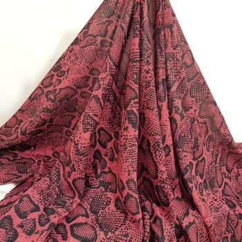  100 см * 148 см Африканская змея Принт Шифон Ткань Платье Юбка Одежда Ткань