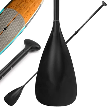  Регулируемое весло для доски с веслом с уникальным дизайном замка Весло с плавающим легкосплавным валом, черное