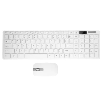 Беспроводная тонкая белая клавиатура + беспроводная оптическая мышь для ПК и ноутбука