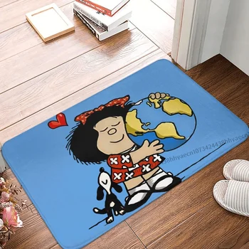 Mafalda Quino Comics Противоскользящий дверной коврик Кухонный коврик Щенячий мир Ковер Приветственный коврик Декор спальни