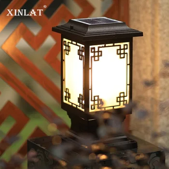  Новый китайский солнечный светодиодный наружный столб для забора Новый сельский открытый водонепроницаемый настенный светильник во дворе