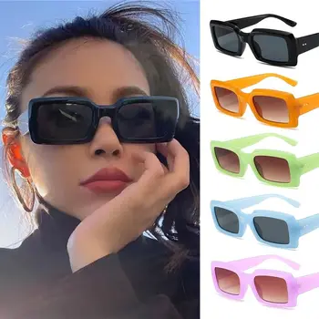 Неполяризованные прямоугольные солнцезащитные очки конфетного цвета Модные модные женские солнцезащитные очки с маленькой оправой Популярные оттенки UV400 Очки