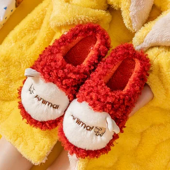 Новые милые хлопковые тапочки для женского зимнего дома на низком каблуке дышащие, чтобы согреться, немые и дезодорирующие плюшевые модные хлопковые туфли